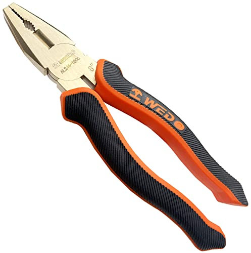 WEDO Alicates universales - 8,Alicates combinados con pelacables y crimpadora,Bronce de aluminio,resistente a la corrosión,Certificados Bam y FM,Certificación GS