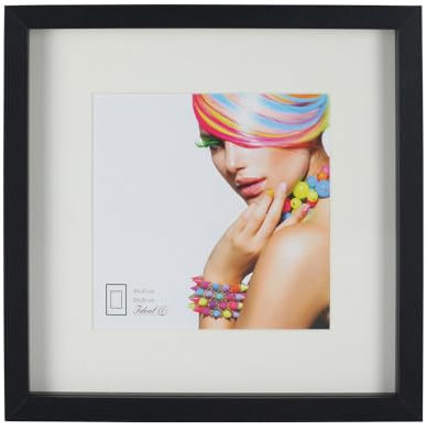 IDEAL TREND 3D Objektrahmen Holz Bilderrahmen quadratisch Wanddeko Collage Poster Fot Rahmen: Farbe: Schwarz | Format: 23x23