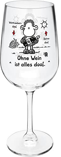 Sheepworld 47836 Copa de vino con texto en alemán Ohne Wein, cristal, 40 cl, multicolor, 1 unidad (1 unidad)