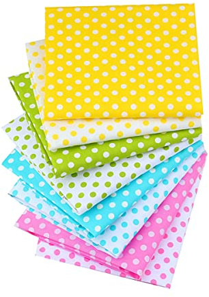 CraftsFabrics 8 Pezzi 40 * 50 cm Quarti Grassi A Pois Colorati Per Trapuntatura, Scrapbooking, Cucito, Artigianato, Abbigliamento Per Bambini