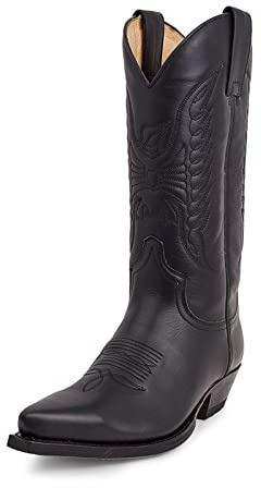 ZEARLY Bottes de Cowboy Homme Vintage Casual Bottes Bout Pointu Western Bottes Longues,Noir,43 EU