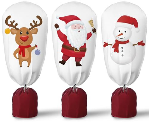 VASIN Winterschutz für Pflanzen, 3 Stück Winterschutz für Kübelpflanzen Frostschutz mit Weihnachtsmuster, 80x100CM Reißfest Wiederverwendbar Frostschutz Pflanzenschutz Winter für Olivenbaum Palmen