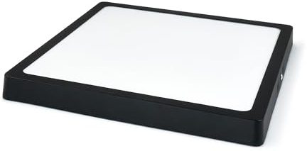 KOLORENO LED Potente Iluminación Classic 24W - Panel LED Empotrable Cuadrado - Lámpara de Tienda - Panel LED de Superficie - Blanco Neutro (4500K) - Negro - 280x280x30mm