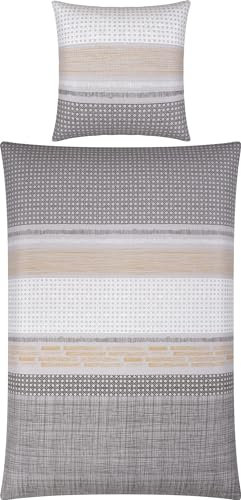 Erwin Müller Bettwäsche Seersucker grau Größe 1x 135x200 cm + 1x 80x80 cm
