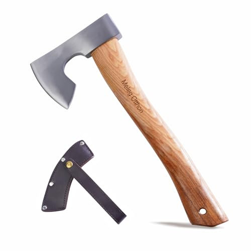 Meleg Otthon Axt Survival, 36cm Holz Spalten, Handgeschmiedete Wikinger Axt Mit Scheide für Camping, Garten, Wald, Geschenke für Männer (Axe-36cm)