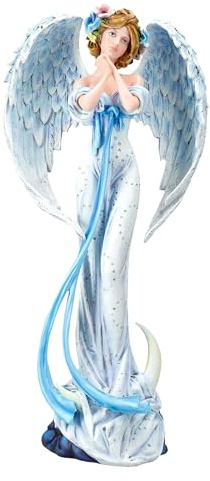 Figura de ángel guardián de la noche, 40,5 cm de altura, estatua de ángel de la guarda, hada elfo