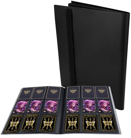 ASelected 9 Pocket Trading Card Album 360 Side Loading Pocket Binder for Mtg, Tcg, Football, Basketball Cards Black