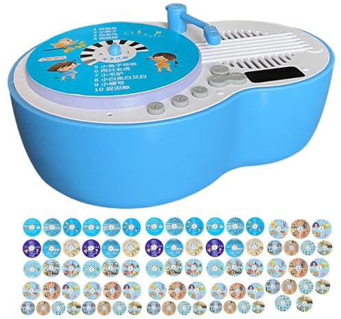 JINGLING Gramófono para, Juguete Rocado-Disco | Lector de Libros de Audio para Aprender Música - Juguetes educativos interactivos para Contar Historias con 84 Tarjetas para niños y