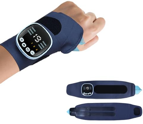 WRQIOO Handmassagegerät, Handgelenk Massagegerät mit 3 Wärmestufen, 6 Massagemodi und 19 Stärke, Kabelloses Hand Massagegerät für Lindert Ermüdung des Handgelenks, Handgelenkstütze