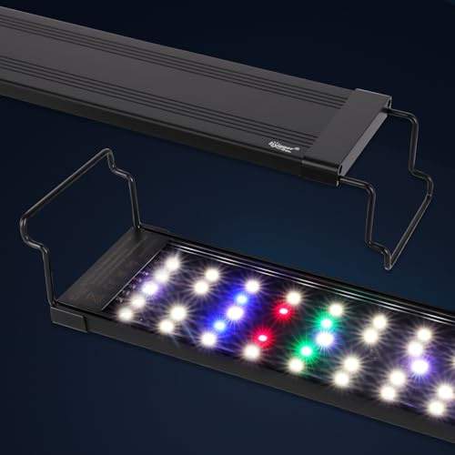 Hygger 30W akvarium, akvarium LED-belysning med dag-natt dubbeltimer, fullspektrum LED, justerbar timer, ljusstyrka 9 färger, fisktank för 30–35 tum sötvattentankar