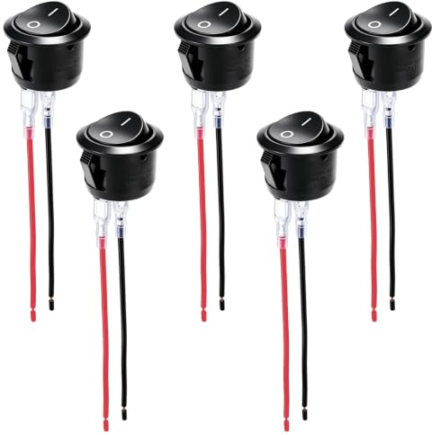 5 Pièces Interrupteur à Bascule Rond ON/OFF SPST 2 Broches 6A 250V 10A 125V