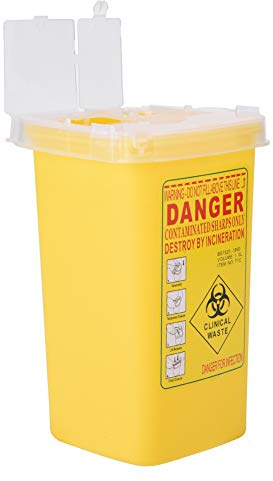 Nikou Sharps Bin, Kanülenabwurfbehälter Biohazard Nadelentsorgung, Kunststoff Sharps Behälter, Abfallbehälter 1 Liter Einweg-Tattoonadel-Düse Textilabfallbehälter (Gelb)