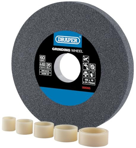 Draper 99565 - Muela abrasiva de banco de óxido de aluminio 60G (150 mm x 16 mm)