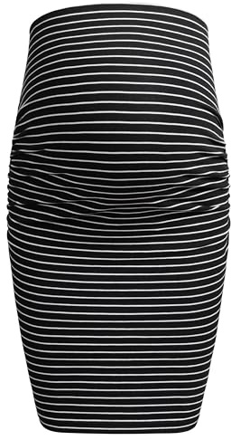 Herzmutter Gonna Premaman - Mini - Midi - Gonna a Matita Maternitá - Gravidanza - Parte Pancia a Doppio Strato - 6500 6600 (a Righe, L)