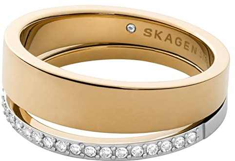 Skagen Damen Edelstahlring Länge: 4/5 Zoll, Gold und Silber mit Glitter