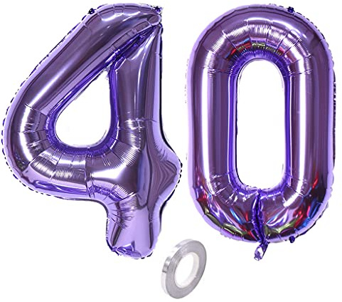 Globos numero 40 morado globos Decoracion 40 cumpleaños deco Mujers globo de foil 40 numero globos 40 morado XXXL 40 Globo de Helio inflable gigante Globos 40 años Decoracion Mujers morado