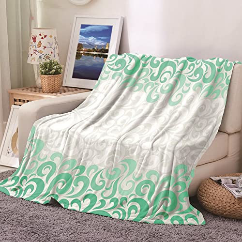 Fleecedecke Personalisiert, Kuscheldecke 150X200 Warm Grün Sofaüberwurf Flanell Mit Wellendruck Sofadecke Couchdecke