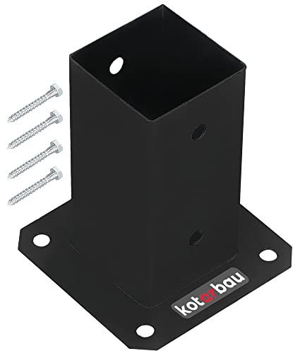 KOTARBAU® Manchon à visser - 70 x 70 mm - Poteaux carrés en bois - Poteaux de sol - Support de clôture - Plaque de sol - Support de poteau - Ancre galvanisée à chaud - Revêtement par pulvérisation