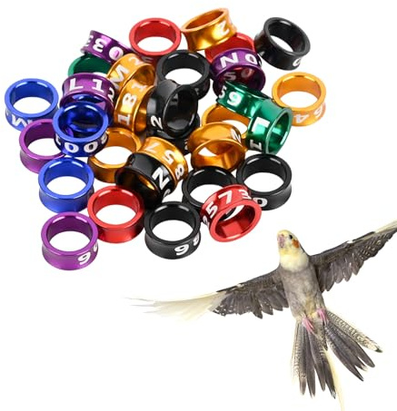 STPCTOU Bird Rings, Bird Bands, Bird Leg Rings, Multicolor Aluminum Leg Rings, Identification Training Rings Hibiscus Birds, Parrots, Peonies, Mixed Colors 50 Per Pack