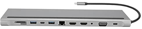 flexman Docking Station 12 in 1 da Tipo C a HDMI VGA PD RJ45, Docking Station Versatile Tipo C Supporto PD Hub USB Multi Porta a Ricarica Rapida per Notebook