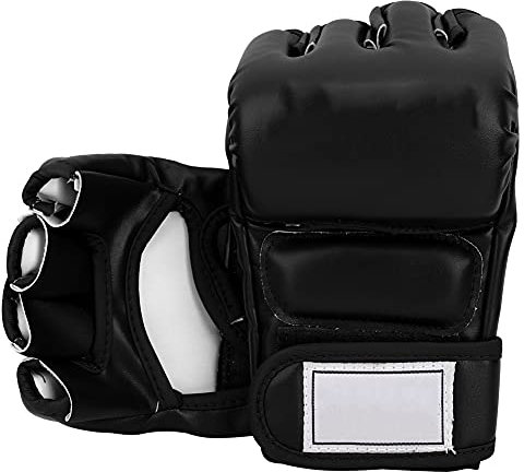 Gants MMA pour Hommes Et Femmes, Sac d'arts Martiaux, Gants De Kickboxing avec Paumes Ouvertes, Gants De Boxe pour Poinçonnage, Sparring Muay Thai(Noir)