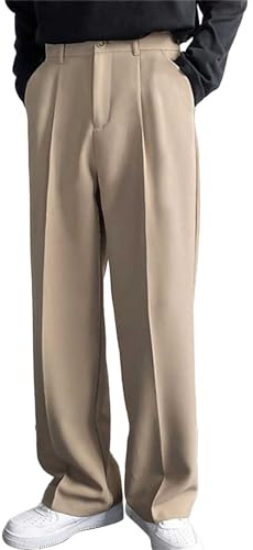 vejtmcc - Pantaloni Palazzo da uomo a gamba larga, pantaloni casual a vita alta e larghi, pantaloni in tessuto con tasche, eleganti pantaloni stretch da abito, pantaloni casual, pantaloni lunghi