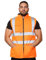 GUBA Mens Hi Vis Body Warmer, High Visibility Fleece Lined Reversible Waterproof Workwear Safety Security Warm Gilet Waistcoat Bodywarmer Sleeveless Jacket (Orange, L)