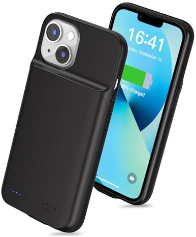 LCLEBM [7000mAh] Akku hülle für iPhone 13, neues Upgrade mit hoher Kapazität, wiederaufladbares erweitertes Akkupack, schützende tragbare intelligente Backup-Ladeabdeckung für iPhone 13(1 Pack)