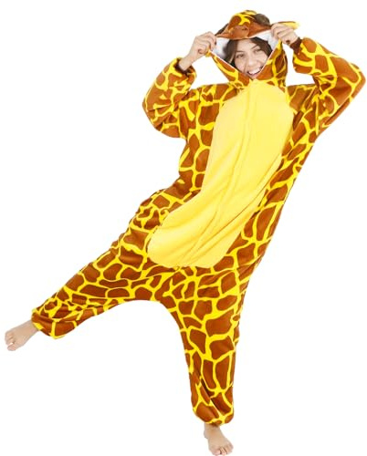 Kitimi Unisexe Adulte Onesie, Deguisement Girafe Adulte, Animaux Pyjamas Costume Combinaison Unisexe Adulte Pyjama Anime Kigurumi Costume Cosplay Soirée Pyjama Halloween Costumes de Carnaval