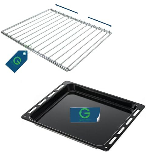 G GRIMALDI – Teglia Forno Compatibile Candy 42807319 + Griglia Forno Universale Regolabile – Ricambio Leccarda Forni Smaltata 37x44,5x3 cm