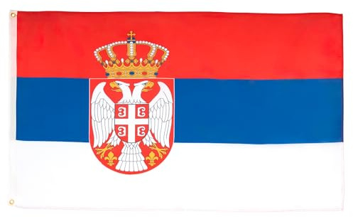 AZ FLAG Lote de 5 banderas de Serbia – 90 x 60 cm – Bandera serbia 100% poliéster con ojales metálicos integrados