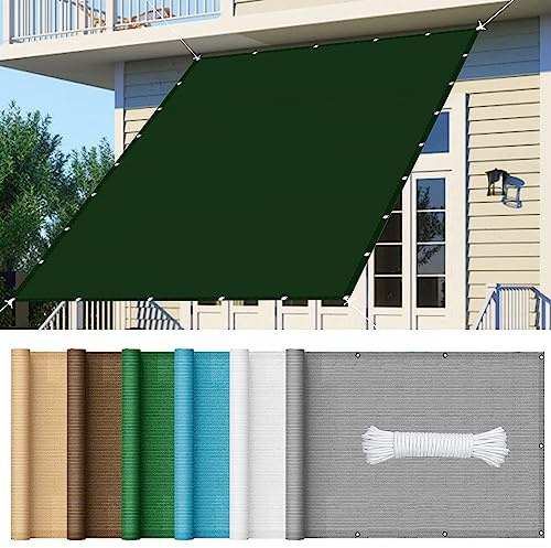 Tenda parasole quadrata in HDPE, 3 x 3,8 m, protezione dai raggi UV per esterni, giardino, patio, prato, soluzione resistente all'ombra verde scuro
