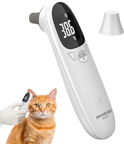 SVCEQZE husdjurstermometer, 12,8 x 3,9 cm katt T-termometer, örontermometer hund, veterinärtermometer, djurtillbehör, febertesttemperatur med dubbelläge, kontaktlös husdjurstermometer