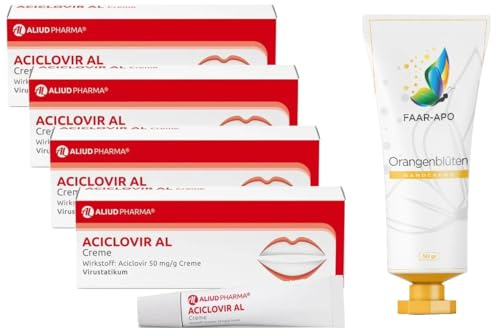 ACICLOVIR AL Creme Sparpack 4X2 gr. inkl. einer hochwertigen Handcreme Marke Faar-Apo