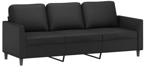 Emmtore Sofá de 3 plazas de Cuero sintético Negro 180 cm, Sofá de Relax