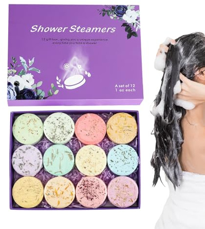 Boules De Vapeur Pour La Douche Pour Femmes,12 Pièces À Libération Lente | Disques d'Aromathérapie pour le Bain,pour Femmes Hommes Épouse Fête des Mères Anniversaire Noël Maison Salle de Bain Dortoir