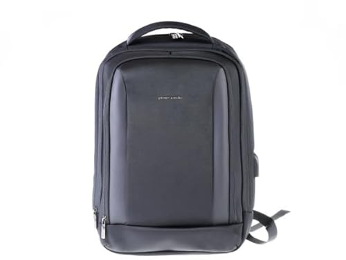 Pierre Cardin Zaino Uomo con Caricatore USB Incorporato e Cavo di Ricarica Integrato, Spallacci Imbottiti Regolabili, Due Scomparti con Tasca Frontale, 28x42x11 cm