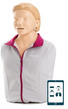 Laerdal Little Anne HLW-Trainingspuppe, realistische Anatomie, Torso für Erwachsene, einschließlich: 1 Gesichtshaut und 1 Atemweg, 6 Tücher, 1 Jacke, 1 Tragetasche