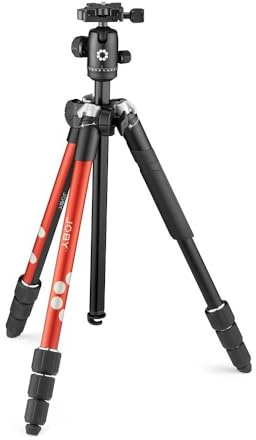 JOBY RangePod, Aluminium Traveller Camera/SmartphoneTripod with Ball Head, Universal Smartphone Clamp and Carrying Bag, for CSC,DSLR, Mirrorless, Mobile Phones, Red for Photo,Video, Vlogging, YouTube