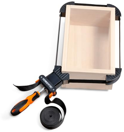 POWERTEC Strap Clamps for Woodworking – Quick Release Band Clamps with Ergonomic Handle, Adjustable Picture Frame Clamp, 13 ft Strap Belt Clamps for Cabinets and Drawers (71101V)