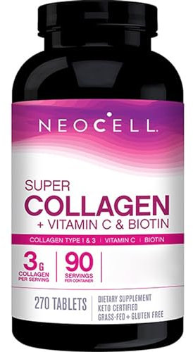 NeoCell Neocell, Super Collagen, mit Vitamin C und Biotin, hochdosiert, 270 Tabletten, Laborgeprüft, Glutenfrei, Sojafrei, Gentechnikfrei