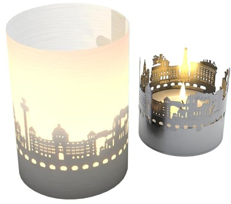Liverpool Skyline Gift Tube Shadow Play Candle - Illuminate Your Home with Stunning Silhouettes of Famous Landmarks & Motifs, Perfect Souvenir for Liverpool Fans - Ideal Home Decor & Gift