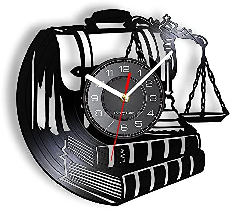AVJERA Orologio da Parete dell'avvocato della Giustizia Realizzato con Un Vero Disco in Vinile, Valigetta con Valigetta, Orologio da Parete Vintage, Regalo per la Musica degli avvocati