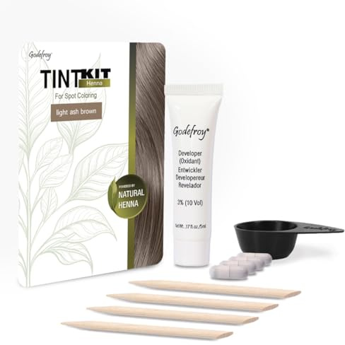Godefroy Powered by Henna - Tint Kit 4 Applications | Light Ash Brown | Spot Hair Color Powered by Natural Henna