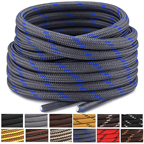 Stepace Runda skosnören [2 par] slitstarka skoband för vandringsskor,arbetsskor,ca 4,5 mm i diameter,120 cm – 180 cm längd