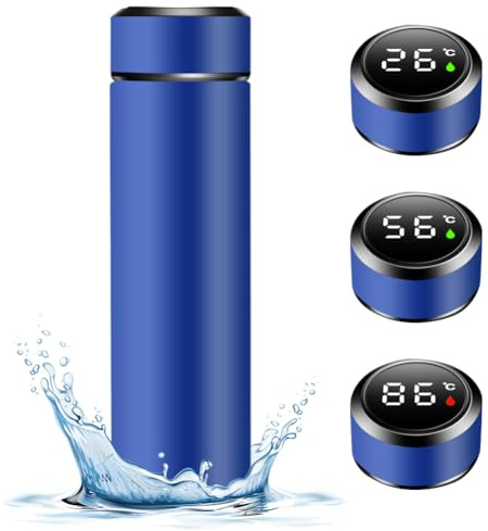 Termosflaska 500 ml vattenflaska med LED-temperaturdisplay och vakuum isoleringskopp, 304 rostfritt stål, läckagesäker BPA-fri, ideal för hem, kontor och resor