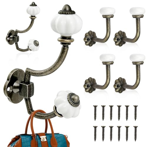 xianzhanEU 6 piezas de ganchos vintage, ganchos macizos antiguos, ganchos de pared de bronce para guardarropa, ganchos para ropa, para dormitorio, sala de estar, baño, cocina