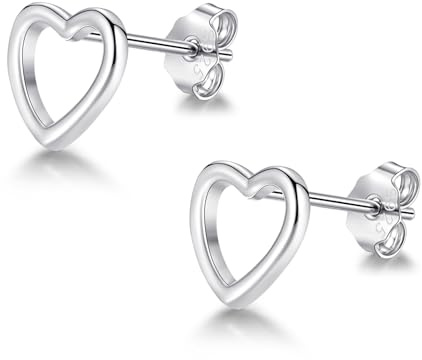 Josfeva 925 Sterling Silber Ohrstecker, Herz Stern Kreuz Ohrstecker Damen | Hypoallergen Knorpel Ohrring Stecker, Flach Einfach Stecker, Kommt in Schmuck Geschenk Box, Ohrringe für Mehre Ohrlöcher