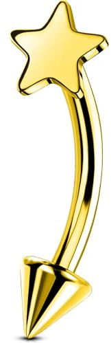 OUFER G23 - Piercing curvo in titanio Rook Daith Helix 16 G 8 mm Nero barra verticale per labbro labbro orbitale conchiglia trago sopracciglio stelle frecce donne e uomini