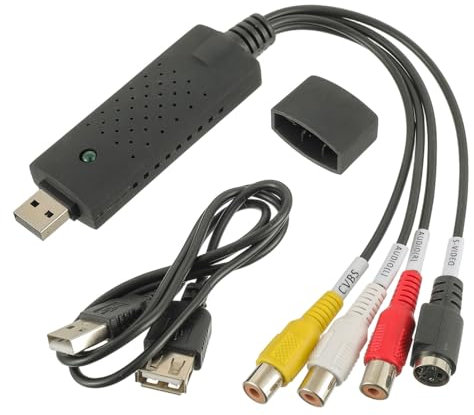 EPLZON Convertidor VHS a Digital, digitalización de Audio y vídeo, Conversor VHS a Digital con Adaptador para VHS/VCR/TV A DVD para Windows 11/10/8/7/Mac